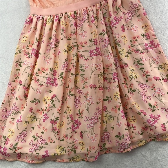 NWT Childrens Place 14, XL Peach Apricot Glow 3036742 SS Floral Dress - Picture 9 of 15